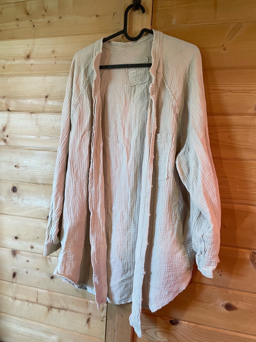 aerie Light Cream Cotton Gauze Open-Front Jacket